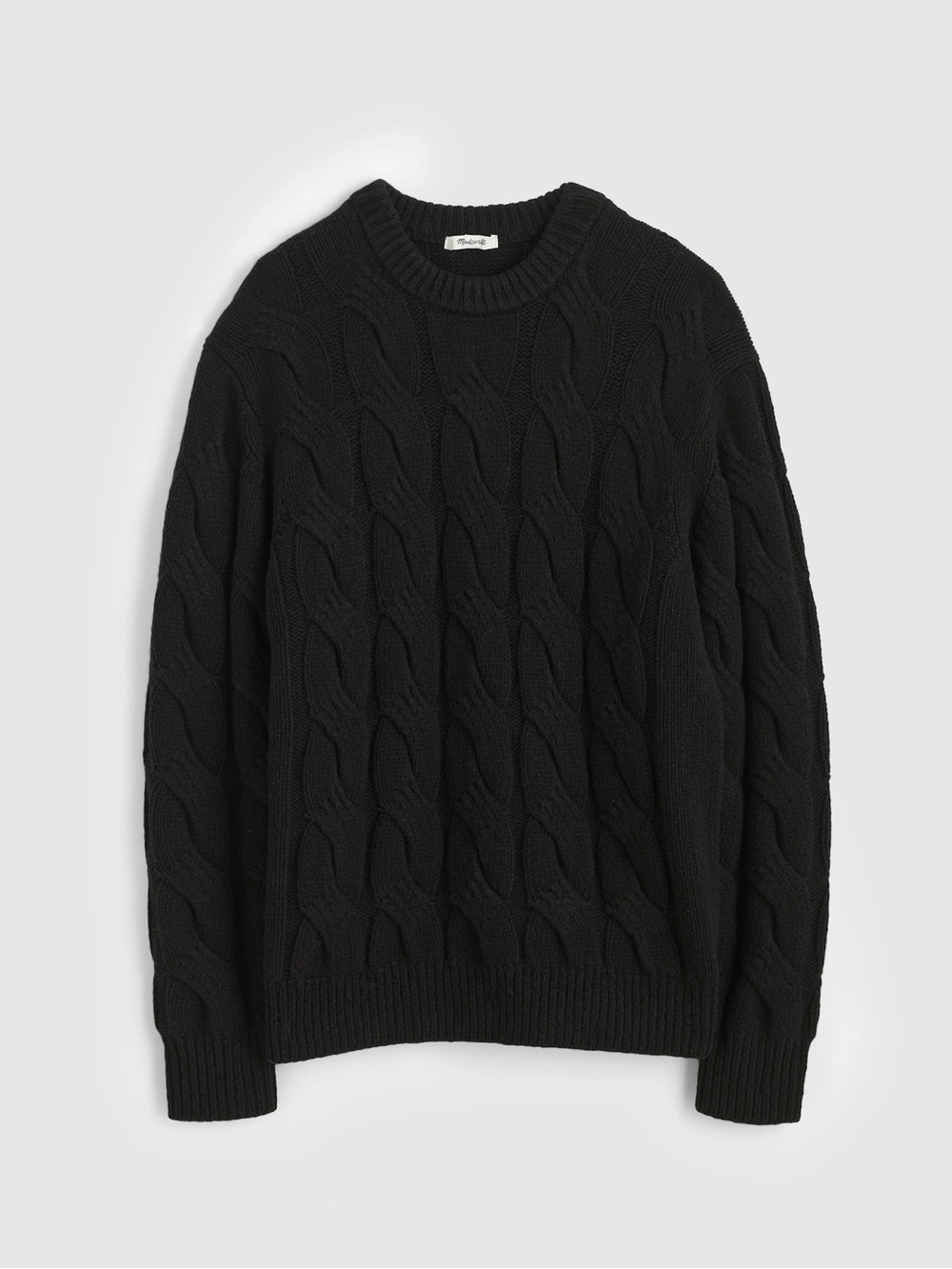 NWT Madewell Cable-Knit Crewneck Sweater Jet Black - Size M